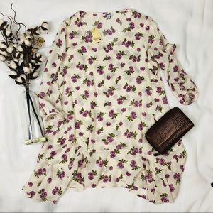 Jodifl Cream dress with purple flowers NWT